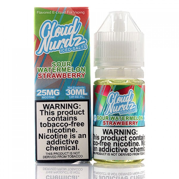 Sour Watermelon Strawberry Iced Salt - Cloud Nurdz E-Juice