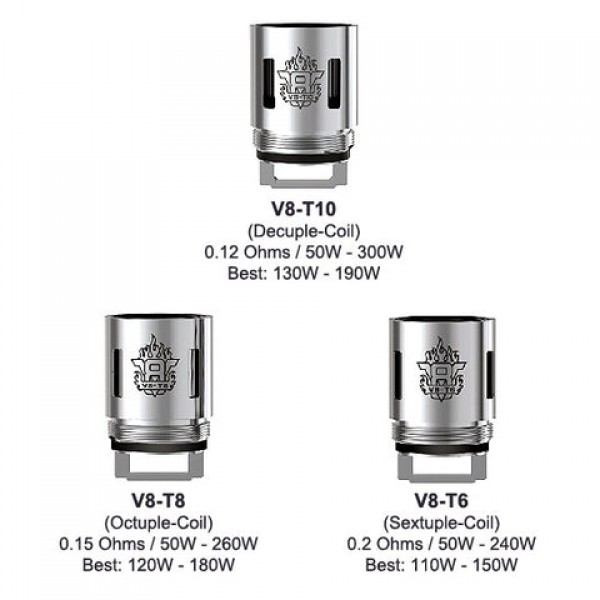 Smok TFV8 Coils / (Q4, T6, T8, T10) Atomizer Heads (3 Pack)