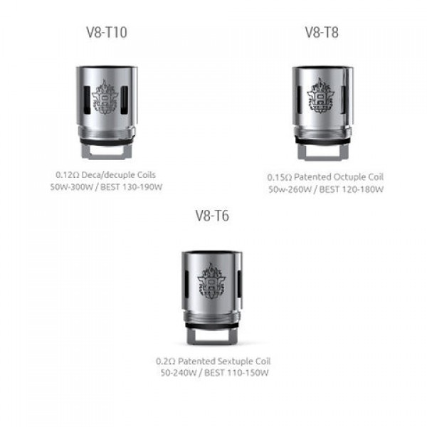 Smok TFV8 Coils / (Q4, T6, T8, T10) Atomizer Heads (3 Pack)